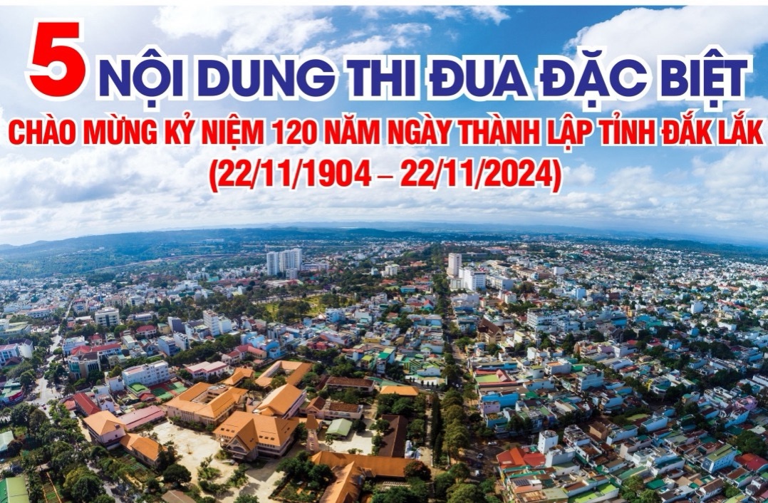 5 nội dung thi đua đặc biệt chào mừng kỷ niệm 120 năm Ngày thành lập tỉnh Đắk Lắk